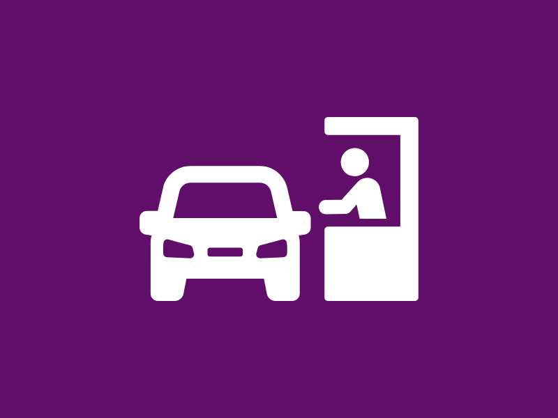 Icon of a car at a drive through window