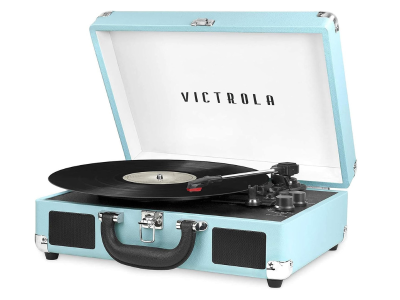 blue record player