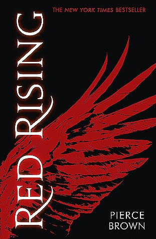 Cover art for the book Red Rising, a red wing on a black background