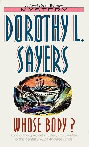 A corpse in a bathtub, cover art for the book Whose Body