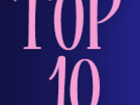 Indigo background with the words "TOP 10" in pink