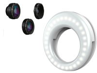 phone camera lenses and a ring light
