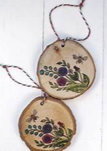 Wooden ornaments colored with marker 